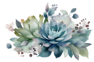 Beautiful flower with leaf watercolor AI Generate png