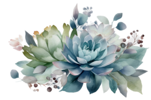 mooi bloem met blad waterverf ai genereren png