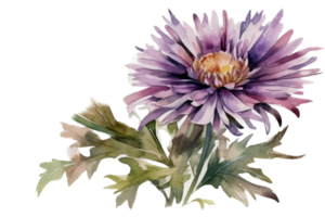 fleur avec feuille aquarelle ai produire png