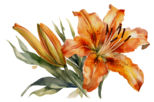 flor com folha aguarela ai gerar png