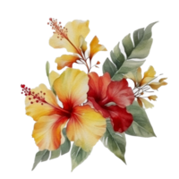 Beautiful flower with leaf watercolor ai generate png