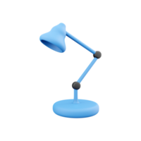 Table lamp 3d icon. Adjustable equipment on blue leg. 3D render desk lamp. 3D rendering desk lamp icon. png