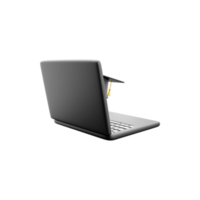 Laptop and Graduation Hat 3D Illustration. 3D render laptop, graduate hat Icon. png