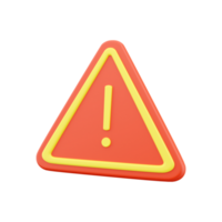 3D red warning sign icon illustration. 3d render attention icon. 3D render warning, attention red and yellow icon on white. png