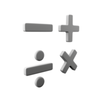 3D rendering math education symbols math operations concept calculation symbol gray geometric shape. 3D rendering math operations concept calculation symbol icon png