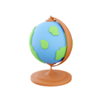 3d rendering globe. Planet Earth model with world map on base isolated. 3D rendering globe icon png