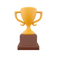 3D rendering of a trophy on a. 3d rendering of an orange cup. png