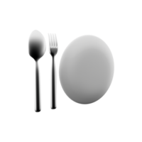 3d representación tablero. 3d hacer de lámina, cuchara y tenedor en. 3d hacer de lámina, cuchara, tenedor, icono png
