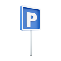 3d render azul estacionamento placa. isolado ilustração. 3d render estacionamento ícone. png