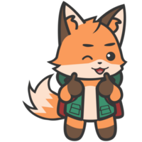 Renard aventurier les pouces en haut illustration png