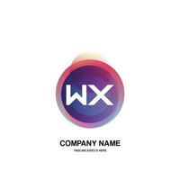 WX initial logo With Colorful Circle template vector