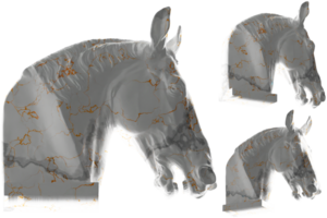 Head of a Horse Gold and Marble 3D Render, perfect for luxury branding and social media png