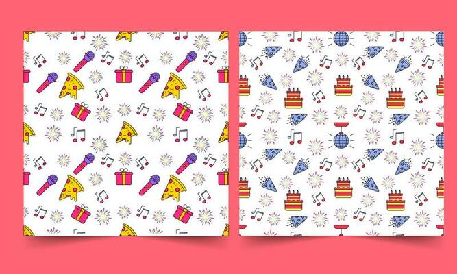 Seamless Party Theme Pattern Background In Two Options.