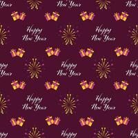 Happy New Year Theme Seamless Pattern Background In Dark Pink Color. vector
