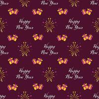 Happy New Year Theme Seamless Pattern Background In Dark Pink Color. vector