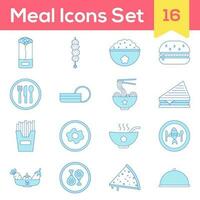 Flat Style Meal Icon Set On White Background. vector