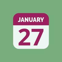 icono de fecha de calendario del 27 de enero vector