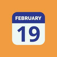 February 19 Calendar Date Icon vector