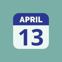 April 13 Calendar Date vector