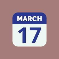 marzo 17 calendario fecha vector