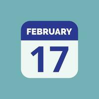 February 17 Calendar Date Icon vector