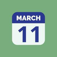 marzo 11 calendario fecha vector