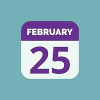 February 25 Calendar Date Icon vector