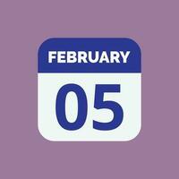 February 5 Calendar Date Icon vector