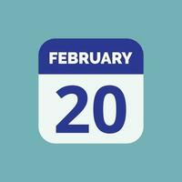 20 de febrero calendario fecha icono vector