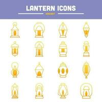 Vector Illustration of Vintage Lantern Icon Set on White Background.