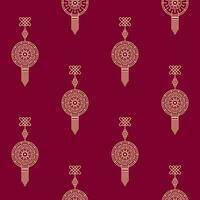 Seamless Chinese Oriental Hang Pattern Background In Golden And Red Color. vector