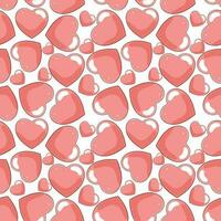 Red And White Seamless Heart Pattern Background. vector