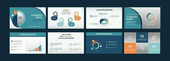 Business Infographic Templates Layout With Diagram Chart In Eight Options. vector