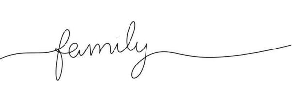 One line continuous black word family. Minimalist family concept. Vector illustration