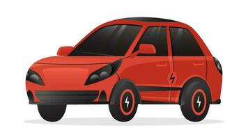 3D Rendering Electric Car In Red And Black Color. vector