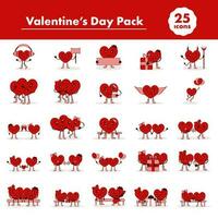 Set Of Velentine's Day Pack In Red And Brown Color. vector