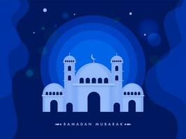 Blue Abstract Background With Mosque Illustration On The Occasion Of Ramadan Mubarak. vector