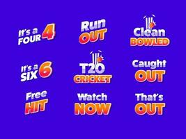 Cricket Theme Font Collection On Blue Background. vector