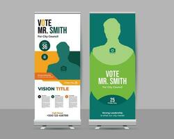 modern election rollup banner illustrator design. editable promotion advertisement for x-banner, flyer, profile, brochure, display, vector layout template.