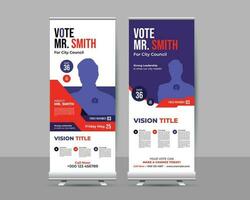 modern election rollup banner illustrator design. editable promotion advertisement for x-banner, flyer, profile, brochure, display, vector layout template.