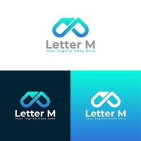 Digital Logo Vector Design Initial Letter M in blue gradient, Technology logo, suitable for modern business