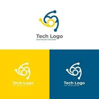 azul y amarillo tecnología logo vector diseño, minimalista y moderno logo, Perfecto para tu negocio