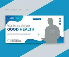 We take care of your good healthcare social media web banner template vector