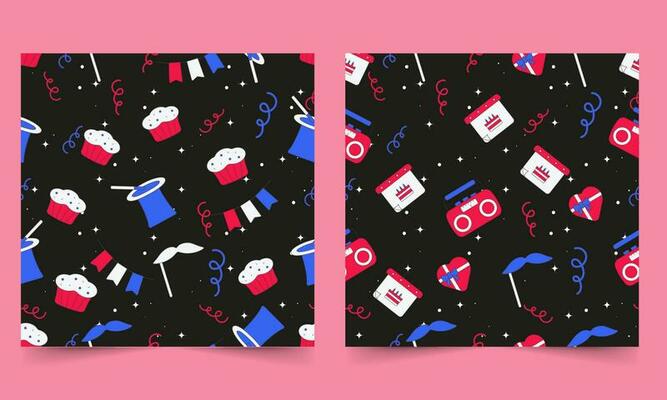 Endless Party Theme Pattern Background In Two Options.