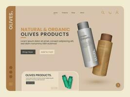 Natural Organic Olives Product Hero Banner For Advertising. vector