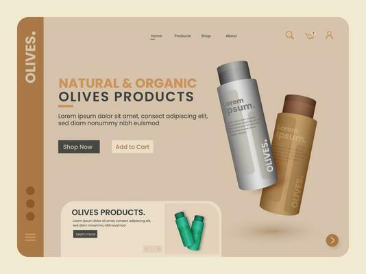 Natural Organic Olives Product Hero Banner For Advertising.