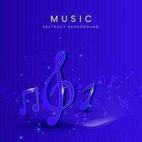 Abstract Music Background With 3D Render Musical Notes. vector