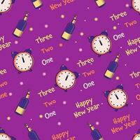 Seamless Pattern Of New Year Theme Background In Purple Color. vector