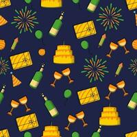 Endless New Year Party Theme Pattern Background. vector