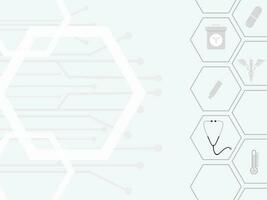 Gray Hexagon Pattern Background With Medical Icons. vector